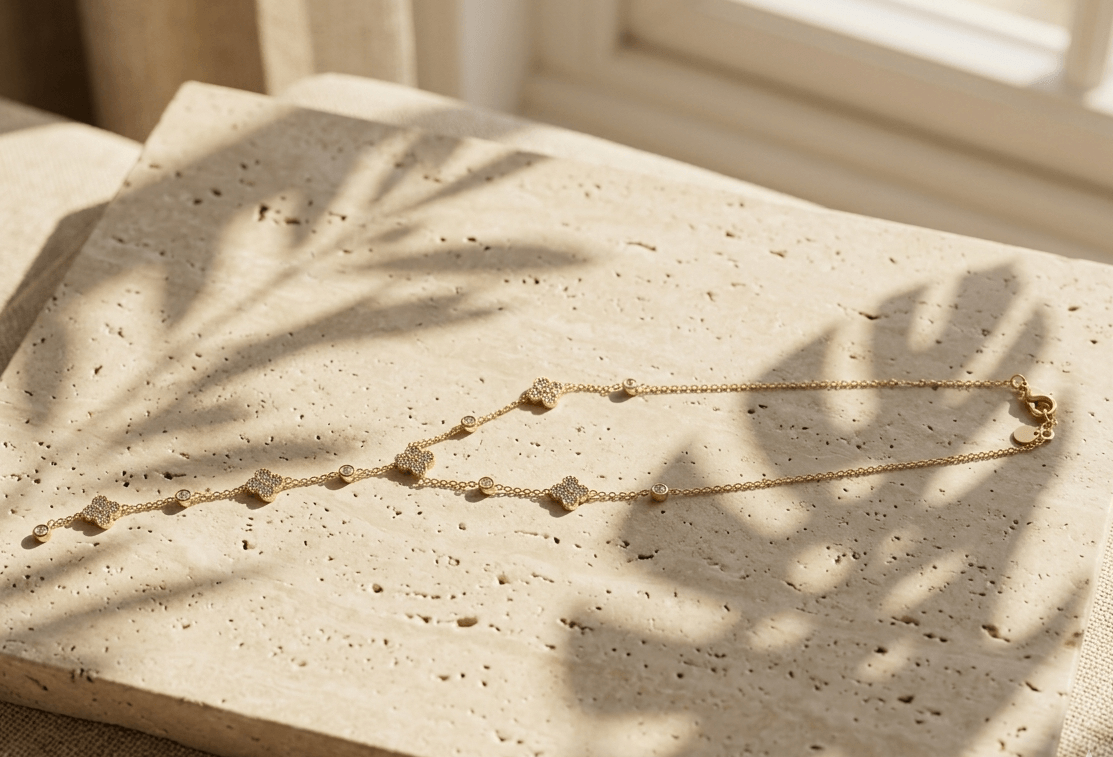 Collier chainette fleurs