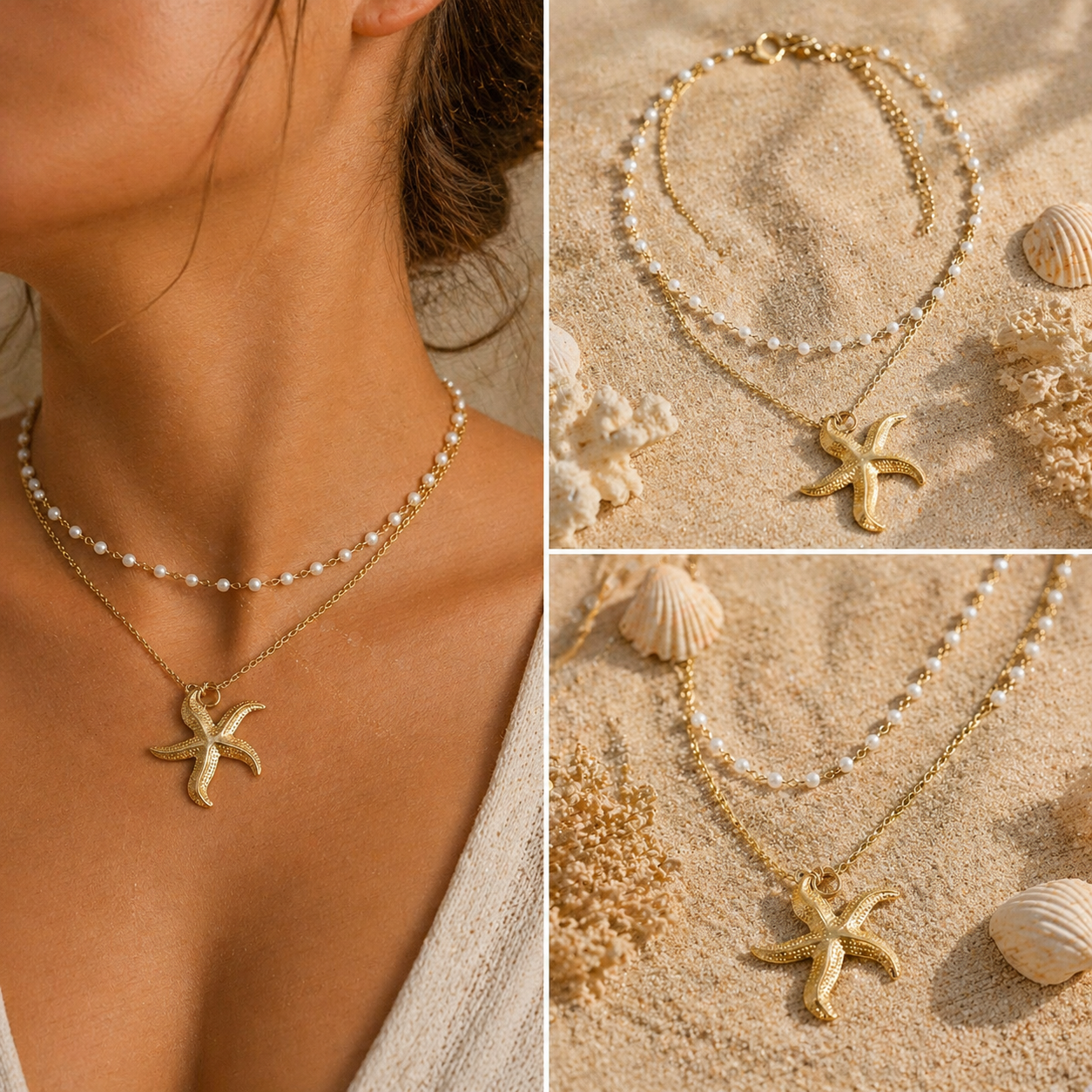 collier doré mer acier inoxydable